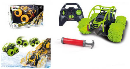 Junfa toys Машинка трюковая, двухстороняя р/у, цвет зеленный, 36х23х27,5 см 965844461008639