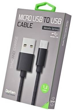 Кабель Dorten Micro USB to USB Cable Metallic Series 1,2 м Black
