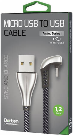 Кабель Dorten Micro USB to USB Cable Angled Series 360° 1,2 м Silver