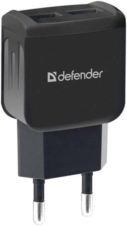 Defender Сетевое зарядное устройство для телефона на 2xUSB, 5V/2.1А EPA-13, черный 965844461077349
