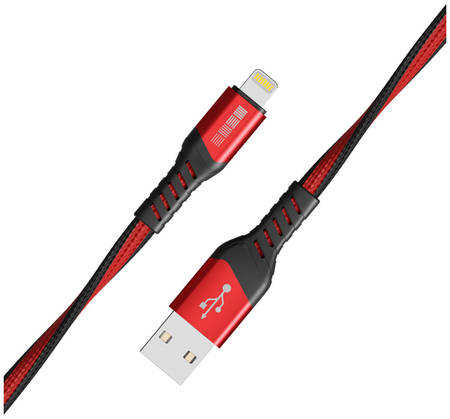 Кабель InterStep USB 1м Red/Black 1 м MFI-USB A USB2.0 плоский красно-черный
