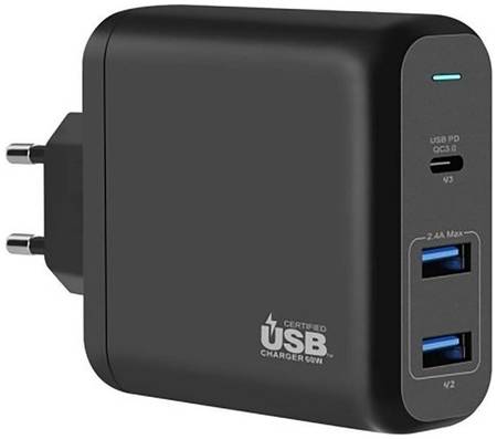 Сетевое зарядное устройство InterStep PD60W USB-C 2USB 24W PD60W(USB-C) + 2*USB(24W)
