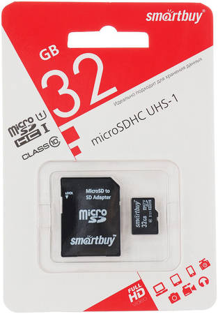 AVS Карта памятиMicroSD 32GB Smart Buy Class 10 UHS-I +SD адаптер COMPACT 965844461725736