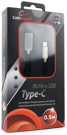 Gembird Кабель Cablexpert USB 2,0, AM/Type-C, серия Platinum, длина 0,5м Black 965844462109277