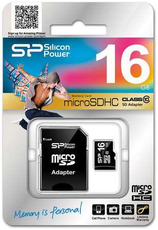 MicroSDHC Silicon Power 16GB Class10 + Адаптер (SP016GBSTH010V10-SP) 965844462109615