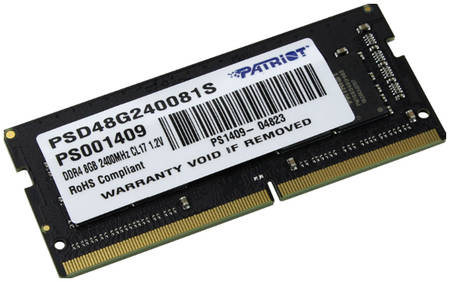 Patriot Memory Оперативная память Patriot 8Gb DDR4 2400MHz SO-DIMM (PSD48G240081S) Signature Line 965844462278903