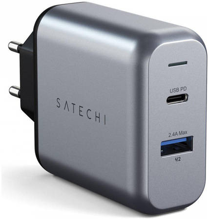 Сетевое зарядное устройство Satechi Travel Charger, 1 USB/1 USB Type-C, 2,4 A, grey/black 965844462336827