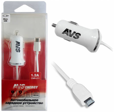 Автомобильное зарядное устройство с micro USB AVS CMR-211 (1,2А)