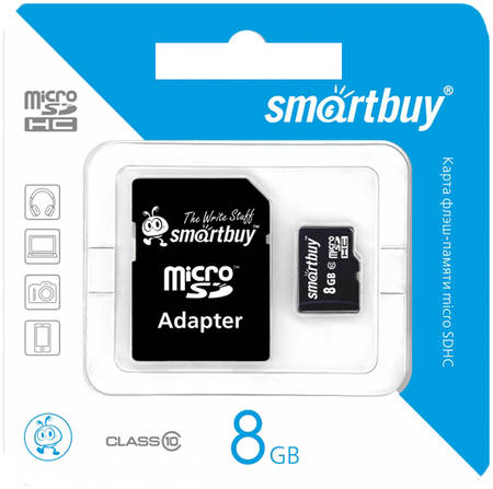 SmartBuy Карта памяти MicroSD 8GB Smart Buy Class 10 +SD адаптер