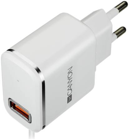 Сетевое зарядное устройство Canyon 1 USB/Lightning 2,1A 1xUSB + кабель Lightning, 2,1A, / (CNE-CHA043WS)
