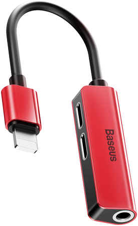 Адаптер Baseus Audio Converter 3-in-1 Lightning Male Dual Lightning + 3.5mm L52 Red