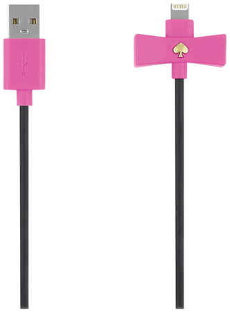 Кабель Kate Spade New York Bow Lightning — USB (1 метр) чёрный/розовый