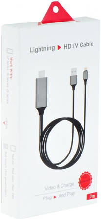 Кабель Gurdini Lightning + USB to HDMI Cable (2 метра) чёрный