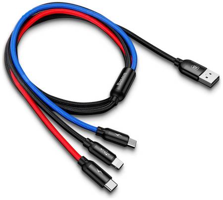Кабель Baseus Three Colors Series 3 in1 Cable Bl Lightning/Micro/Type-C 1,2M