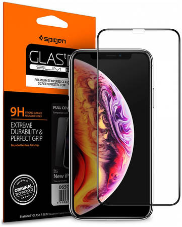 Защитное стекло Spigen для Apple iPhone X/iPhone XS Black SLIM Full Cover