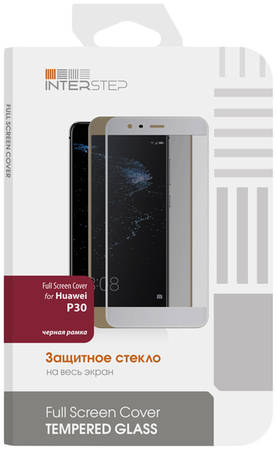 Защитное стекло InterStep для Huawei P30 /Полное покрытие/черная рамка 965844462777389