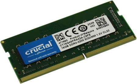 Оперативная память Crucial 16Gb DDR4 3200MHz SO-DIMM (CT16G4SFRA32A) Basics 965844463416516