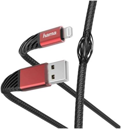 Кабель Hama 1,5 м Lightning USB 2.0 Black/Red (00187217) 965844463417652