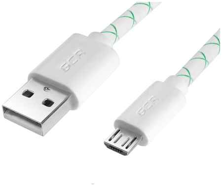 Кабель GCR USB 2.0 AM - microB 5pin 15cm White-Green GCR-53207 GCR-UA9-1