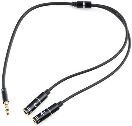 Кабель AUX Gembird Cablexpert CCAB-02-35MYHM 3.5 Jack 4pin M - 2х3.5 Jack F 0.2m Black