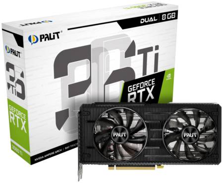 Видеокарта Palit NVIDIA GeForce RTX 3060 Ti DUAL V1 (LHR) (NE6306T019P2-190AD)