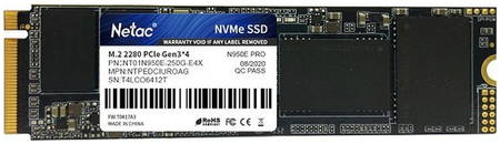 SSD накопитель Netac N950E Pro M.2 2280 250 ГБ (NT01N950E-250G-E4X)