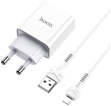 Сетевое зарядное устройство c USB Hoco C81A, кабель USB - Lightning, 2,1A белое 965844463829965