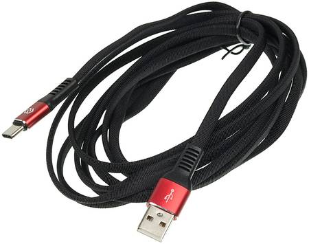 Кабель DIGMA USB A(m), USB Type-C (m), 1.2м, черный / красный