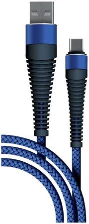 Кабель BORASCO Fishbone, USB Type-C (m), USB A(m), 1м, синий [38505] 965844463889376