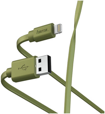 Кабель HAMA Lightning, USB 2.0 (m), 1м, MFI, зеленый [00187234] 965844463889544