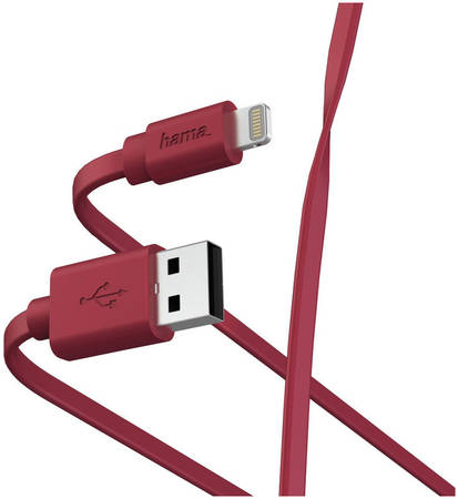 Кабель HAMA Lightning, USB 2.0 (m), 1м, MFI, красный [00187233] 965844463889563