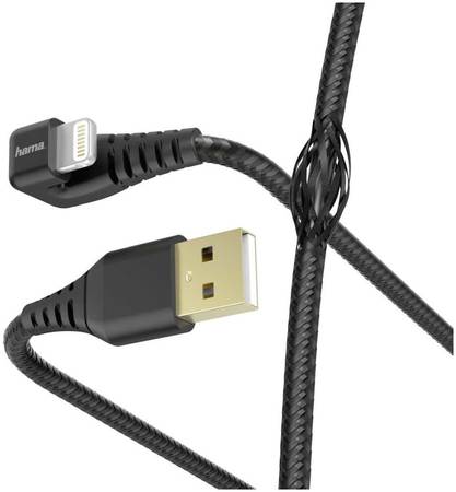Кабель HAMA Lightning (m), USB 2.0 (m), 1.5м, MFI, черный [00187221]