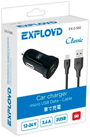 Автомобильное зарядное устройство Exployd EX-Z-582 3,4A + кабель microUSB 965844465596425