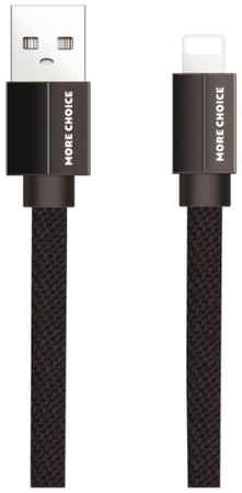 Дата-кабель More choice K20i USB 2.1A для Lightning 8-pin плоский нейлон 1м Black