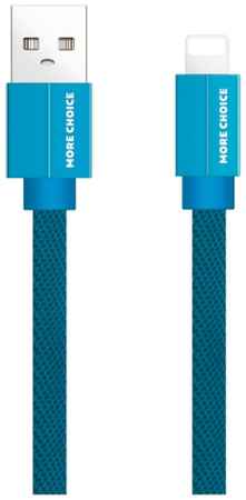 Дата-кабель More choice K20i USB 2.1A для Lightning 8-pin плоский нейлон 1м Blue