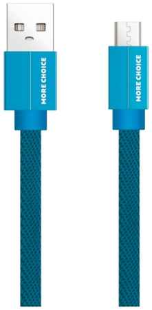 Дата-кабель More choice K20m USB 2.1A для micro плоский USB нейлон 1м Blue 965844465965075