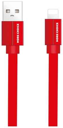 Дата-кабель More choice K20i USB 2.1A для Lightning 8-pin плоский нейлон 1м Red