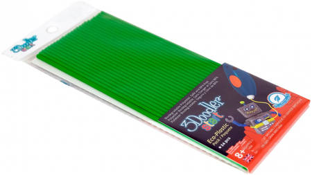 Wobble Works Эко-пластик к 3Д ручке 3Doodler Start, цвет зеленый 24 шт 965844466507256
