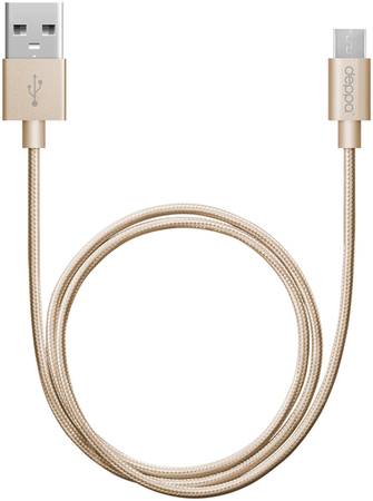 Дата-кабель USB - micro USB, алюминий/нейлон, 1,2м, золотой, Deppa 965844466551771