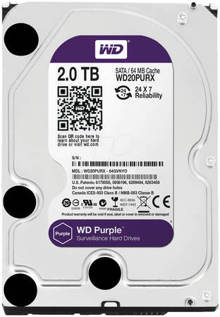 Жесткий диск WD Purple 2ТБ (WD20PURX) 965844467006396