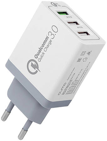 Сетевое зарядное устройство QUMO Quick Charge, 3 USB, 2,1 A