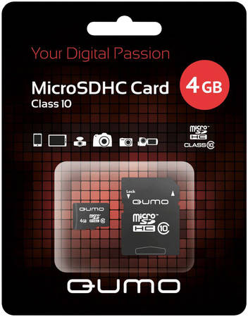 Карта памяти Qumo Micro SDHC QM4GMICSDHC10 4 GB 965844467009096