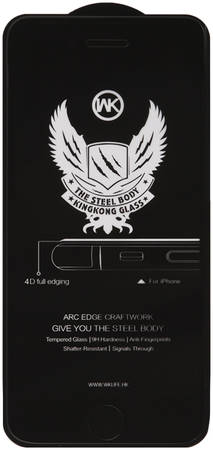 Защитное стекло для iPhone 7/8 WK Kingkong Series 4D Full Cover Curved Glass (черное) Curved Edge Tempered Glass