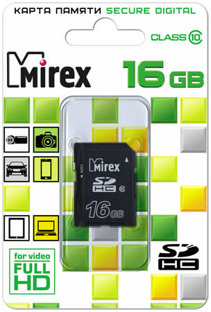 Карта памяти MIREX SDHC 16GB 13611-SD10CD16