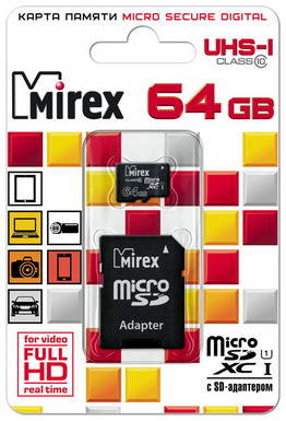 Карта памяти MIREX Micro SDХC 64GB 13613-AD10SD64