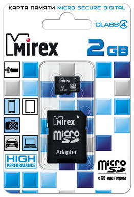 Карта памяти MIREX Micro SD 2GB 13613-ADTMSD02