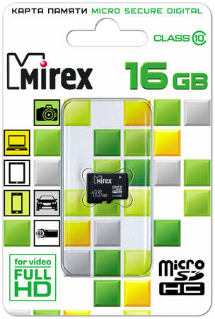 Карта памяти MIREX Micro SDHC 16GB 13612-MC10SD16