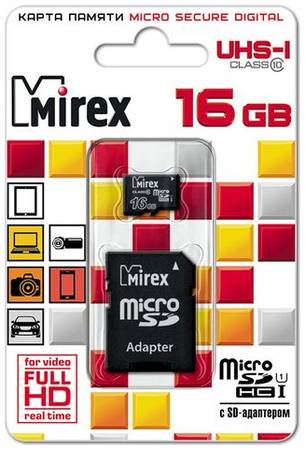 Карта памяти Micro SDHC MIREX 16GB 13613-ADSUHS16 965844467054250