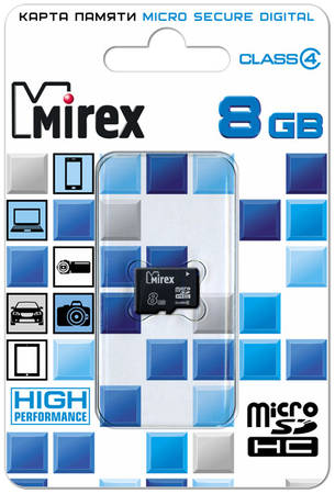 Карта памяти MIREX Micro SDHC 8GB 13612-MCROSD08