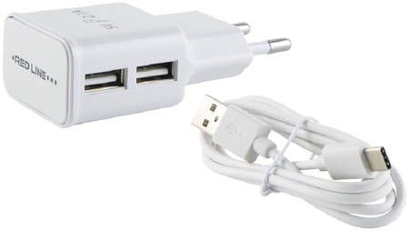 Сетевое зарядное устройство RED LINE NT-2A, 2 USB, 2,1 A, type-c